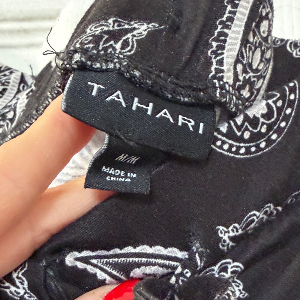 Tahari Black and White Paisley women Joggers - Picture 2 of 7